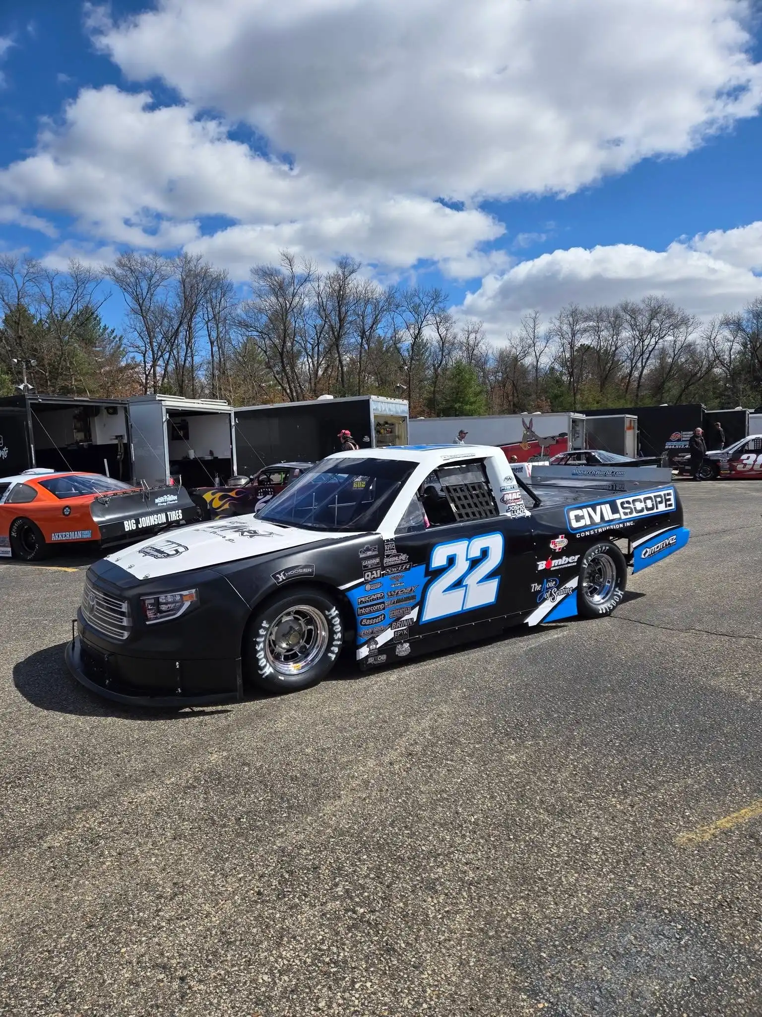 Austin Warner's number 22 truck parked in the pits